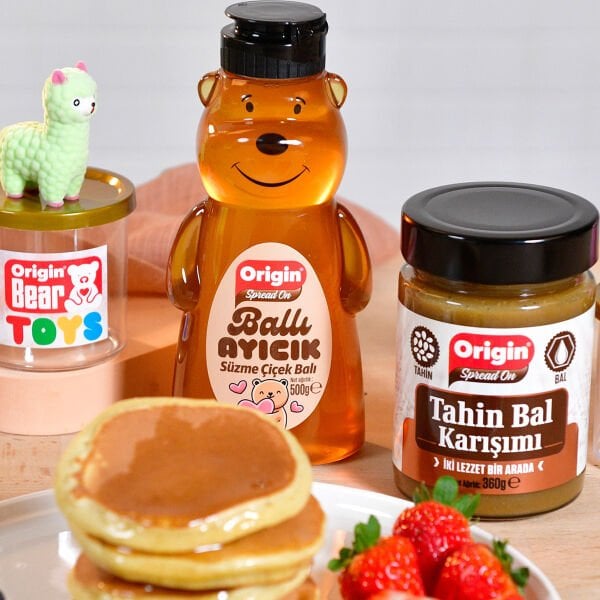 Origin Ballı Ayıcık Süzme Çiçek Balı 500 G ve Tahin Bal Karışımı 360 G Oyuncak Hediyeli