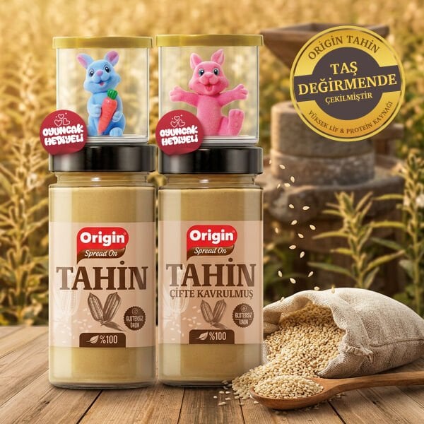 Origin Tek ve Çifte Kavrulmuş Taze Tahin Oyuncak Hediyeli 500 G x 2